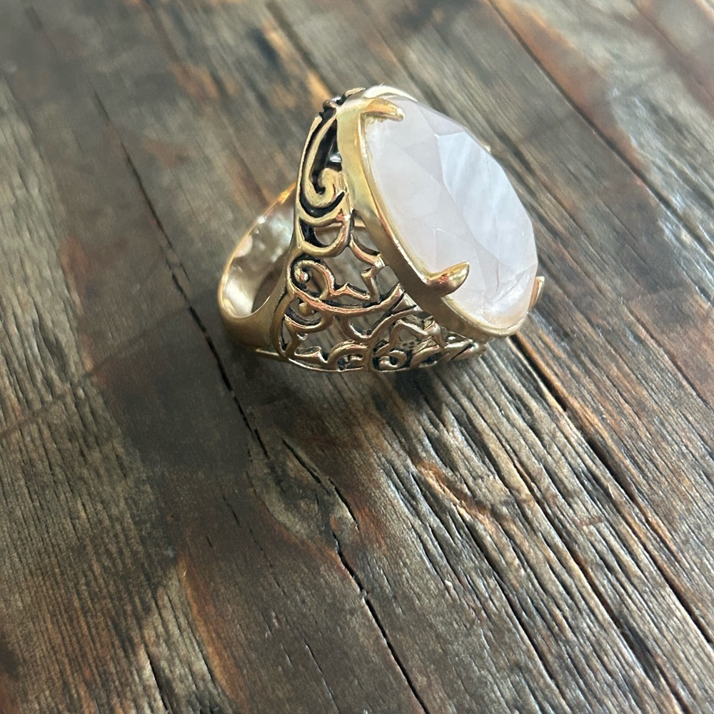 Barse Rose Quartz Brass Ring - Picture 3 of 6